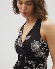 Cross Back Strap Bra Dress - PLUMERIA BLOOMS GRAND BLK | Soma Women