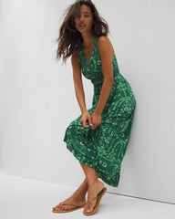 Isla Cross Back Maxi Bra Dress - TROPICAL TRELLIS GREEN | Soma Women