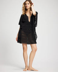 Sunkissed Crochet Chiffon Caftan - BLACK | Soma Women