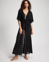 Sunkissed Crochet Open-Front Caftan - BLACK | Soma Women