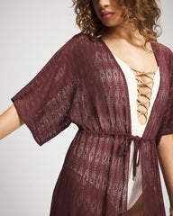 Sunkissed Crochet Open-Front Caftan - COFFEE | Soma Women