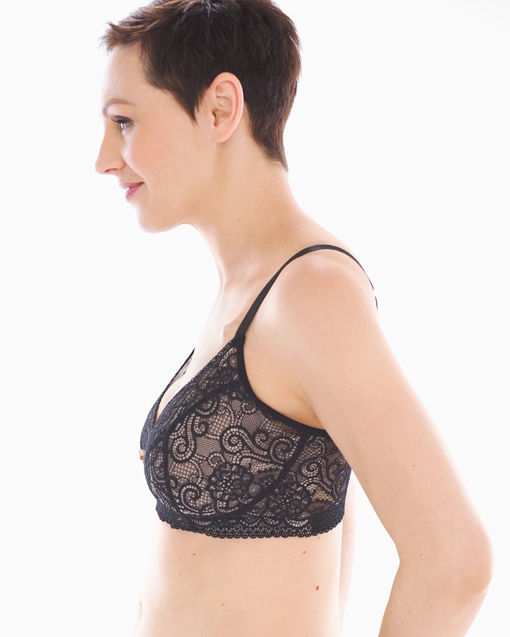 Wireless Pocketed Lace Bra - BLACK | Soma Women