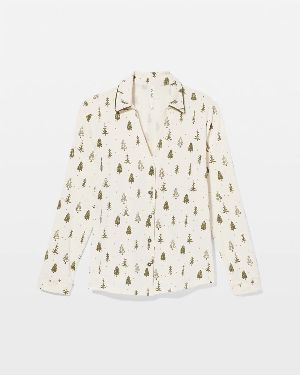 Long-Sleeve Notch Collar Pajama Top - FESTIVE FIRS CHAMP DREAMS | Soma Women