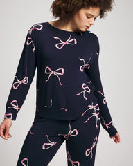Long-Sleeve Pajama Top - BELOVED BOWS GRAND NAVY | Soma Women