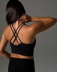 Longline Bra with Strappy Back - BLACK | Soma Women