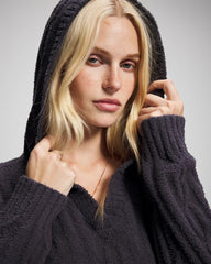 Cable Knit Plush Hoodie - GRAY INK | Soma Women