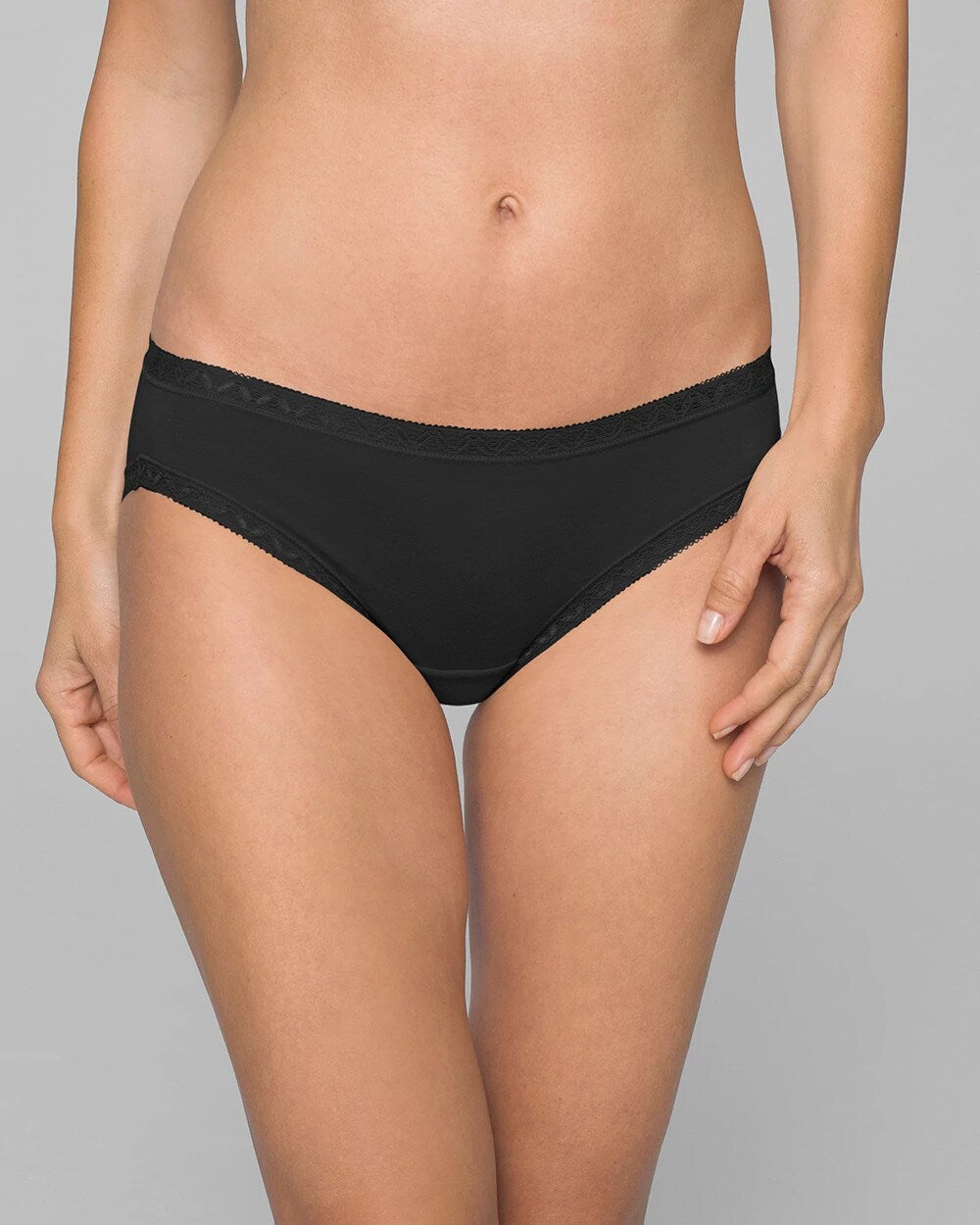 Cotton Hipster Panty with Lace Trim - BLACK | Soma Women