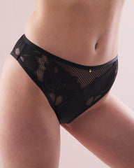 French-Cut Brief Panty with Mesh and Lace - BLACK | Soma Women