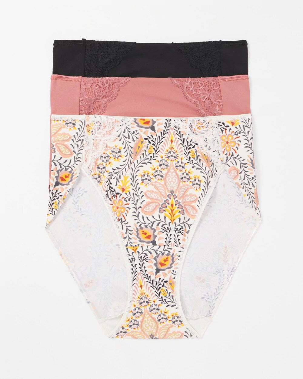 High-Leg Brief Panty with Lace 3 Pack - VINE PAISLEY MULTIPACK | Soma Women