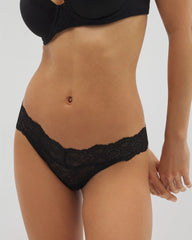 Embraceable Thong Panty with Crochet Lace - BLACK | Soma Women