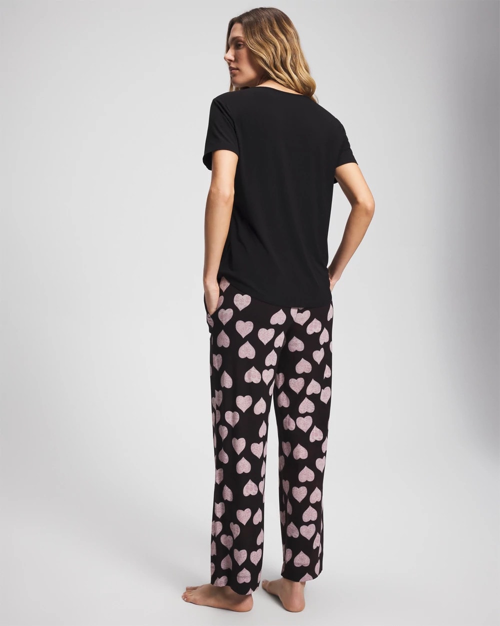 Short Sleeve + Pant Pajama Set - MANDALA HEARTS BLACK | Soma Women