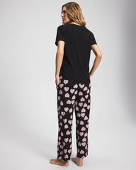 Short Sleeve + Pant Pajama Set - MANDALA HEARTS BLACK | Soma Women