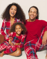 Long-Sleeve Notch Collar Pajama Top - SNUGGLE UP PLAID RED | Soma Women
