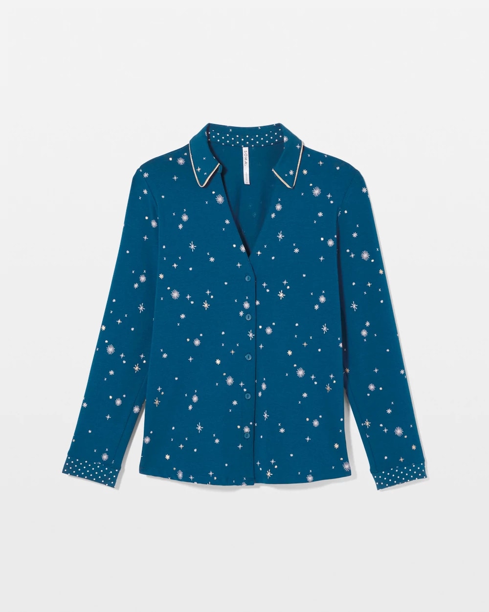 Long-Sleeve Notch Collar Pajama Top - INTO THE NIGHT BLUE | Soma Women