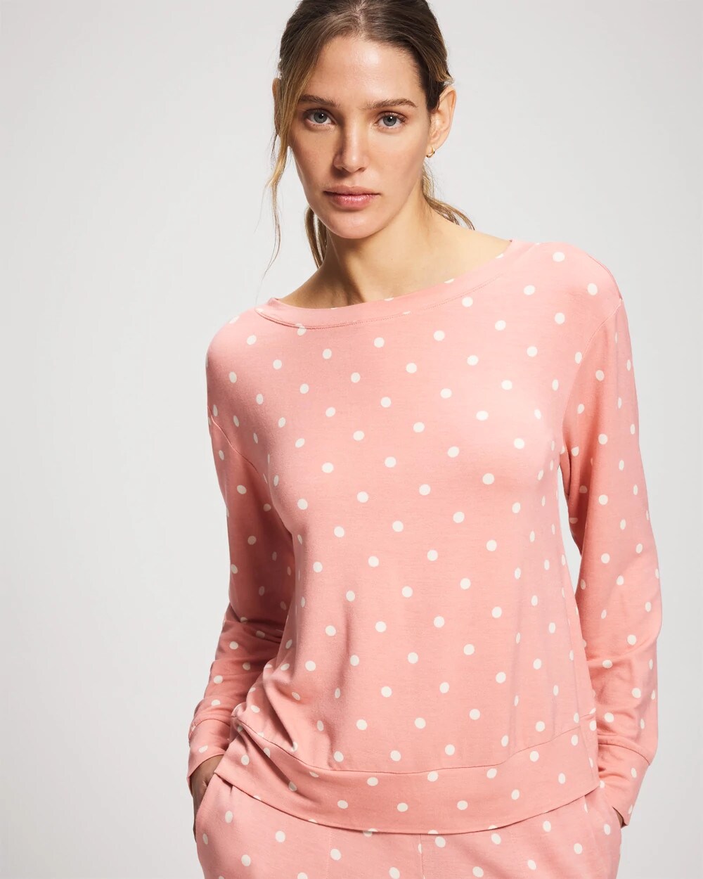 Long-Sleeve Pajama Top - DREAMY DOT MID BLUSH PINK | Soma Women