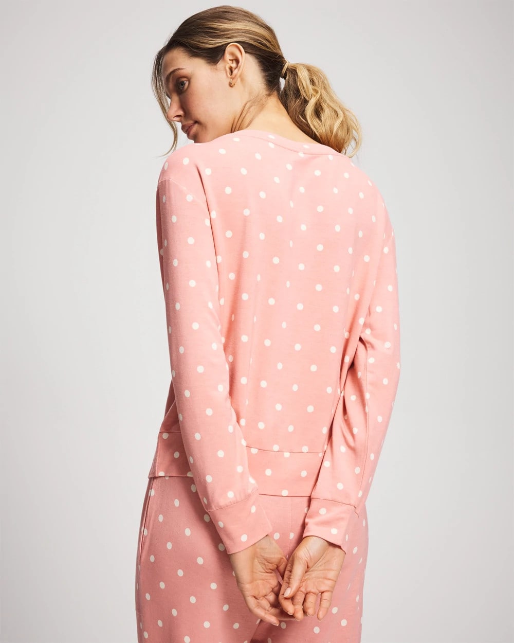Long-Sleeve Pajama Top - DREAMY DOT MID BLUSH PINK | Soma Women