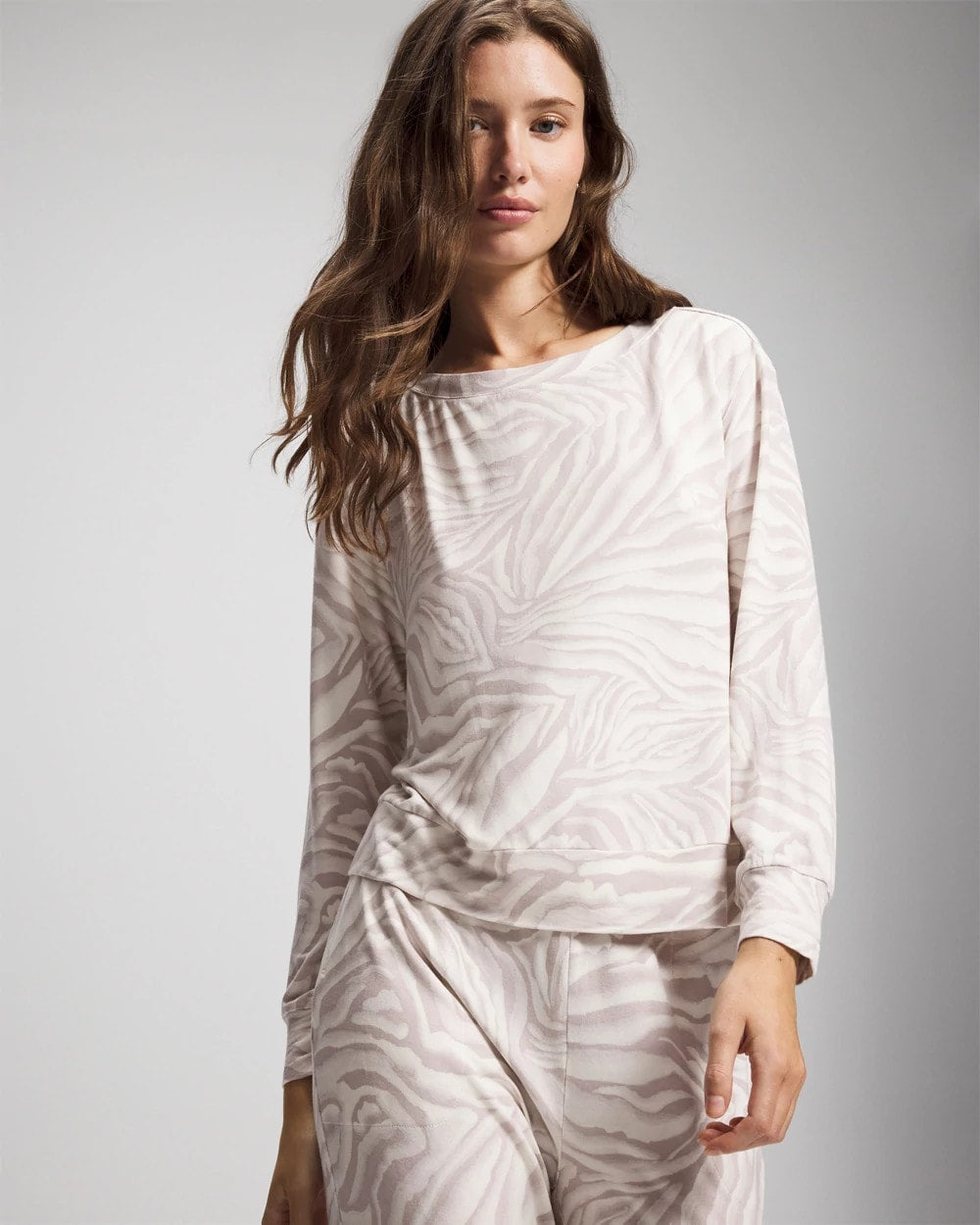 Long-Sleeve Pajama Top - ZEBRA ZEN GRAY GLASS | Soma Women