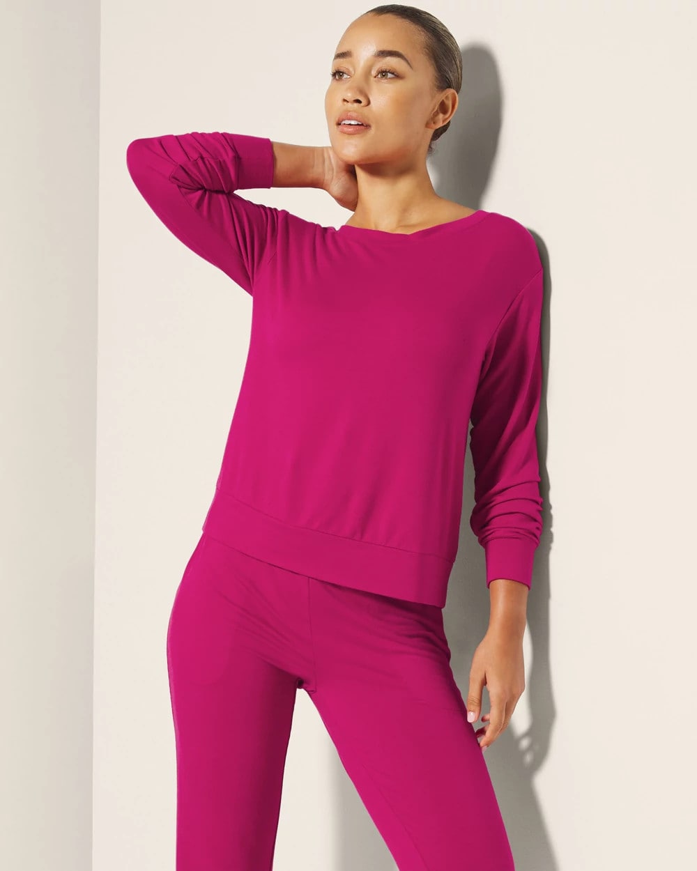 Long-Sleeve Pajama Top - PINK COSMO | Soma Women