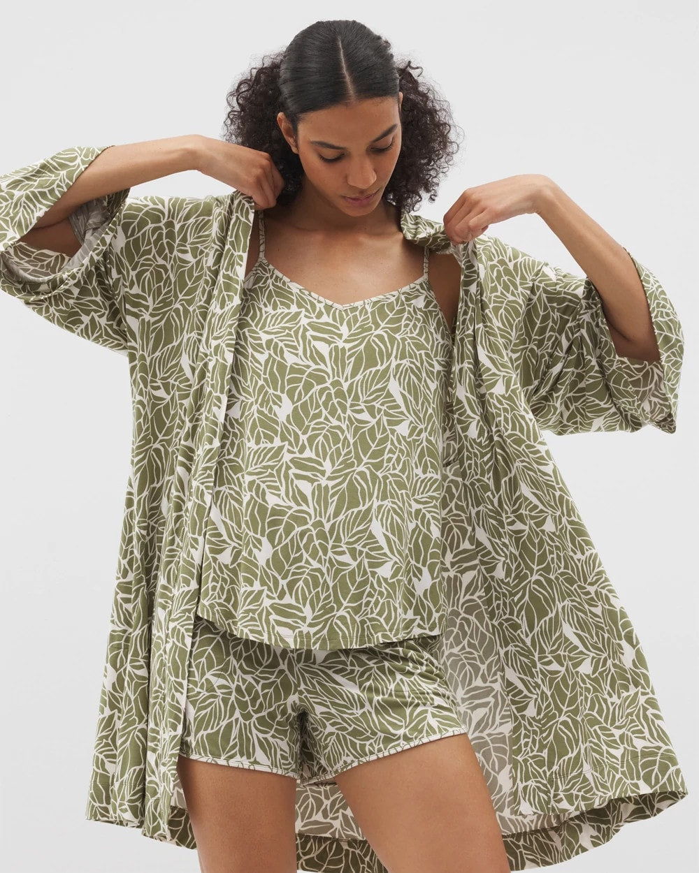 Short Robe - PALMTASTIC VETIVER/CHAMP | Soma Women