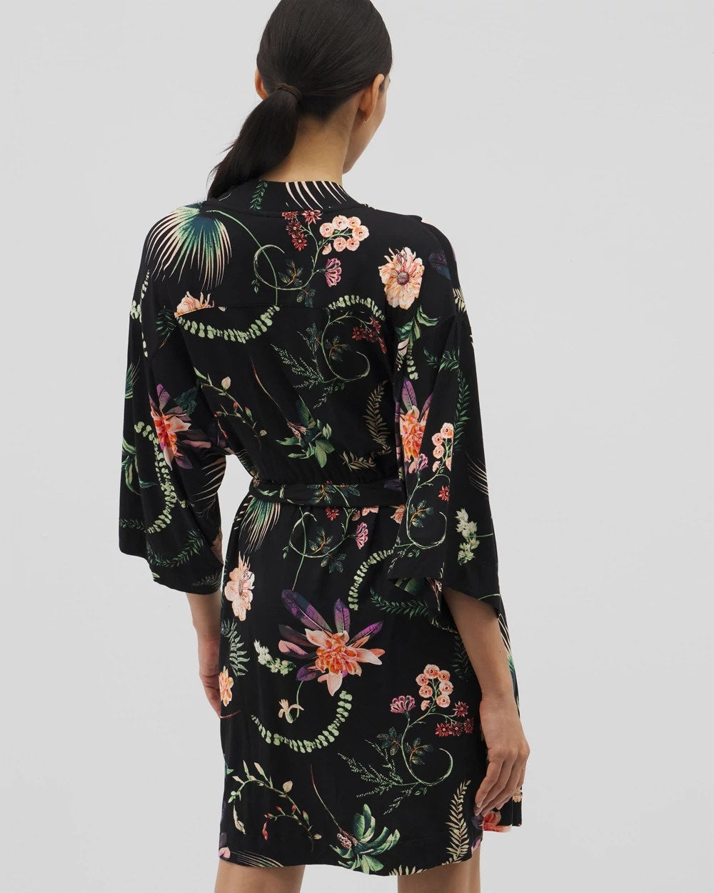 Short Robe - PARADISE PLUMES BLACK | Soma Women