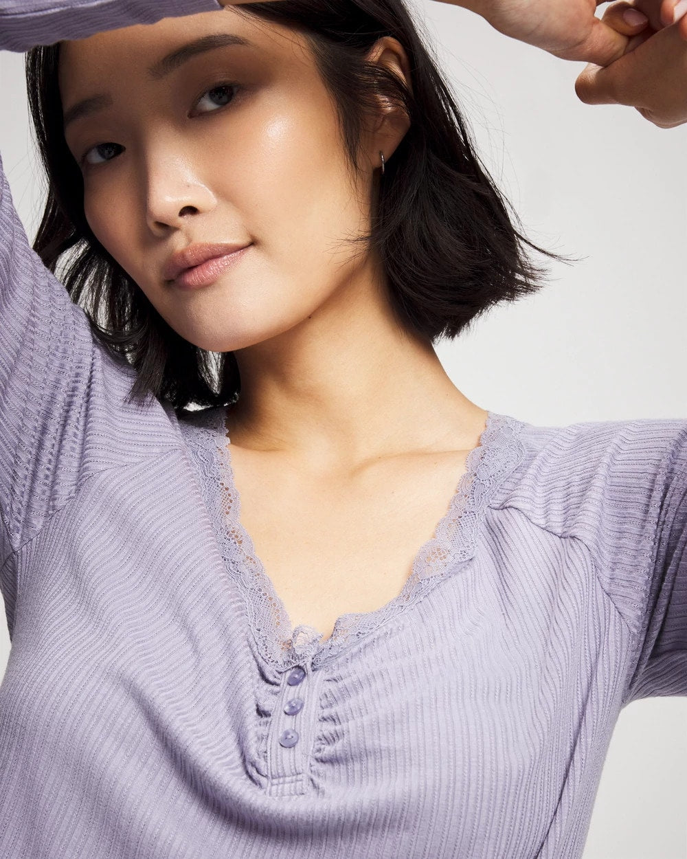 Pointelle Long Sleeve Pajama Top - LAVENDER CLOUD | Soma Women