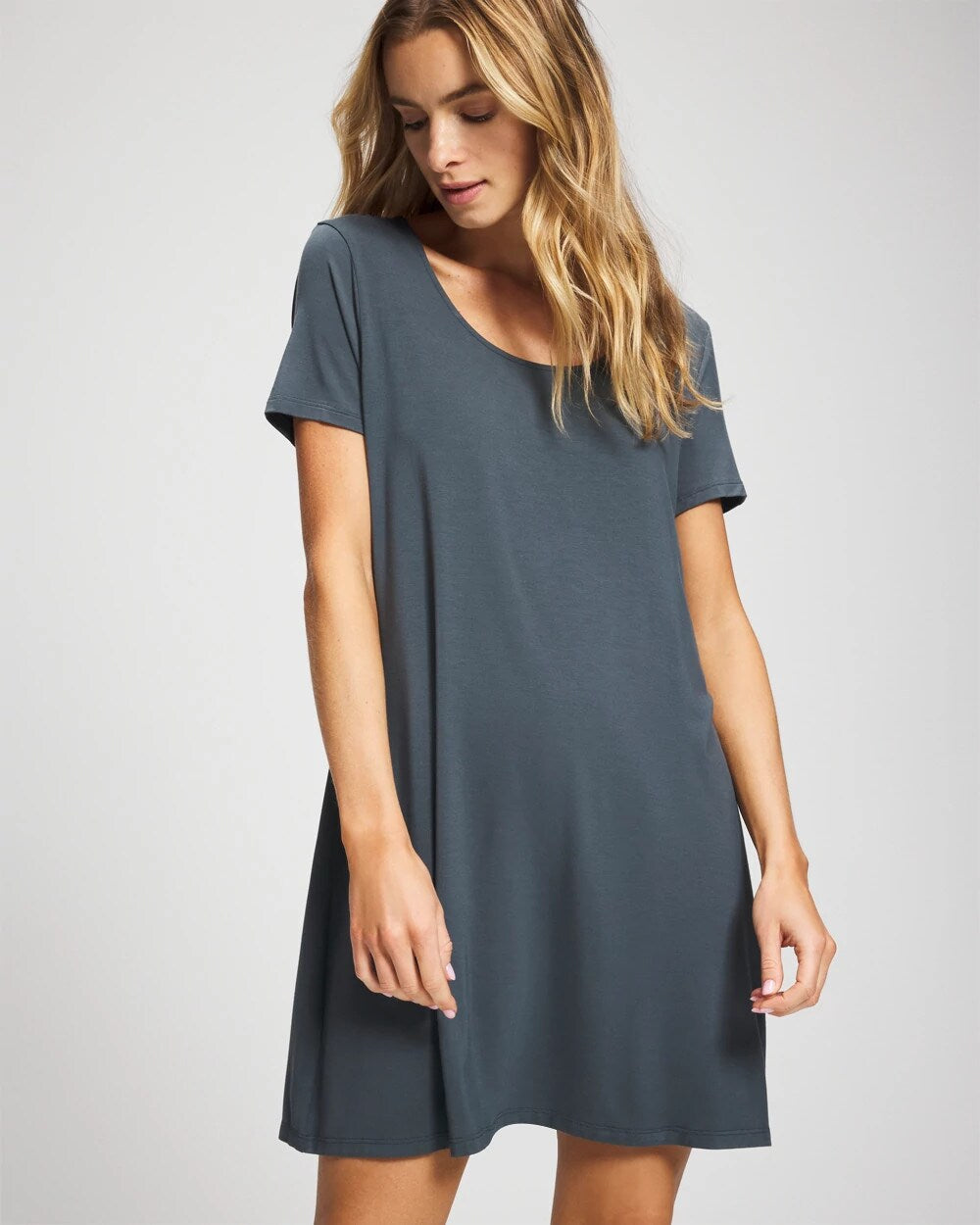 Short Sleeve Scoop Neck Sleepshirt - PETROL | Soma Women