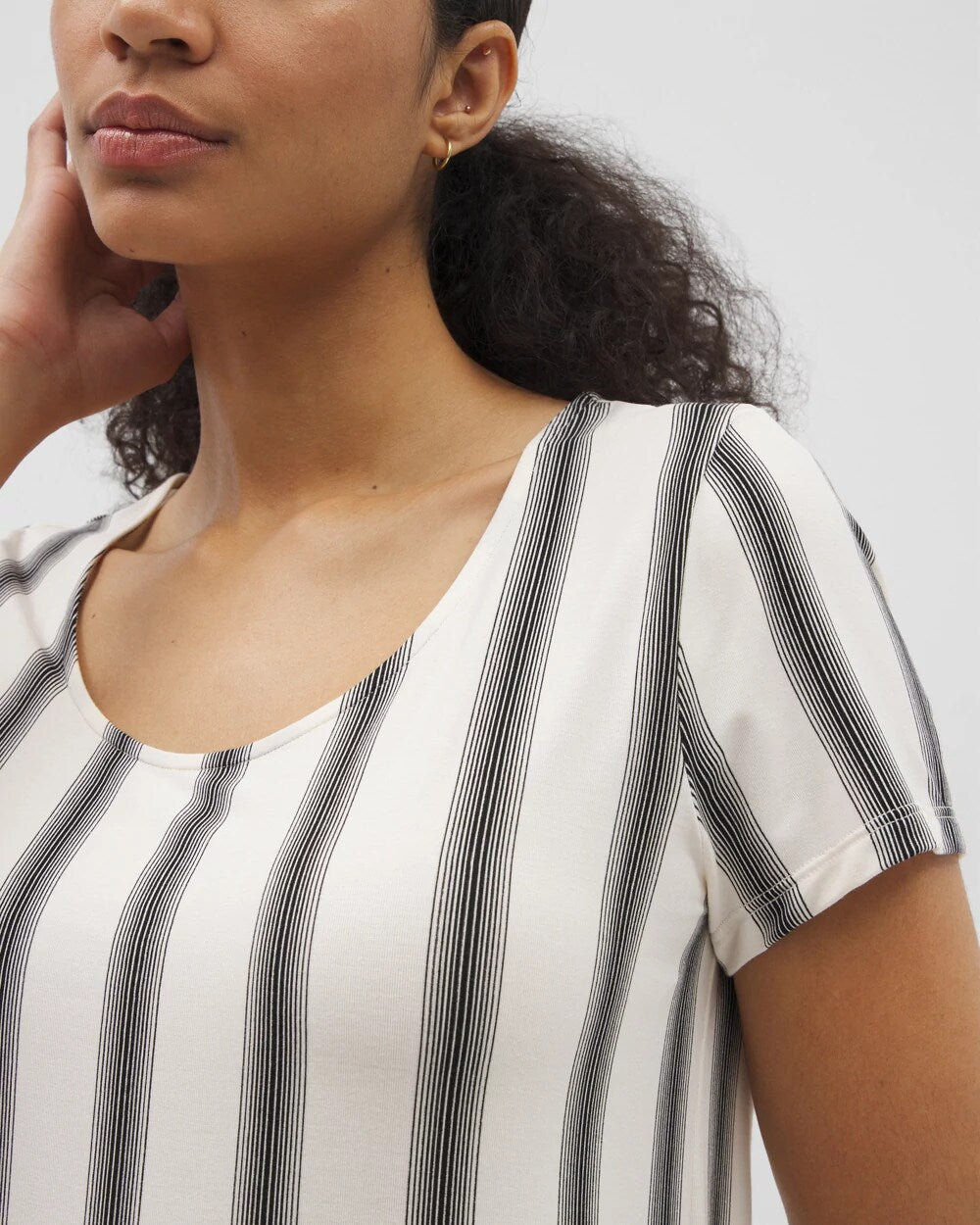 Short Sleeve Scoop Neck Sleepshirt - HAMPTON STRIPE BLACK | Soma Women