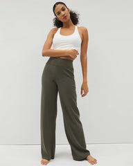 High-Waist Wide-Leg Pants - DARK GRAY OLIVE | Soma Women