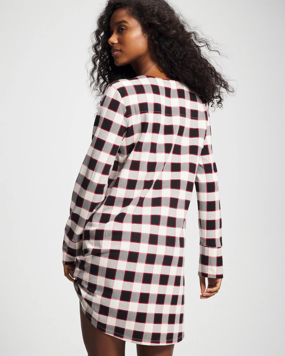 Long-Sleeve Sleepshirt - DREAMSCAPE PLAID BLACK | Soma Women