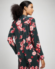 Cool Nights Long Sleeve Notch Collar with Piped Placket Pajama Top - COTTAGE FLORAL GREEN | Soma Women