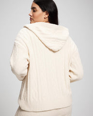 Cable Knit Plush Hoodie - PARCHMENT | Soma Women