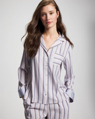 Long-Sleeve Notch Collar - RELAX STRIPE BLUE OPAL | Soma Women
