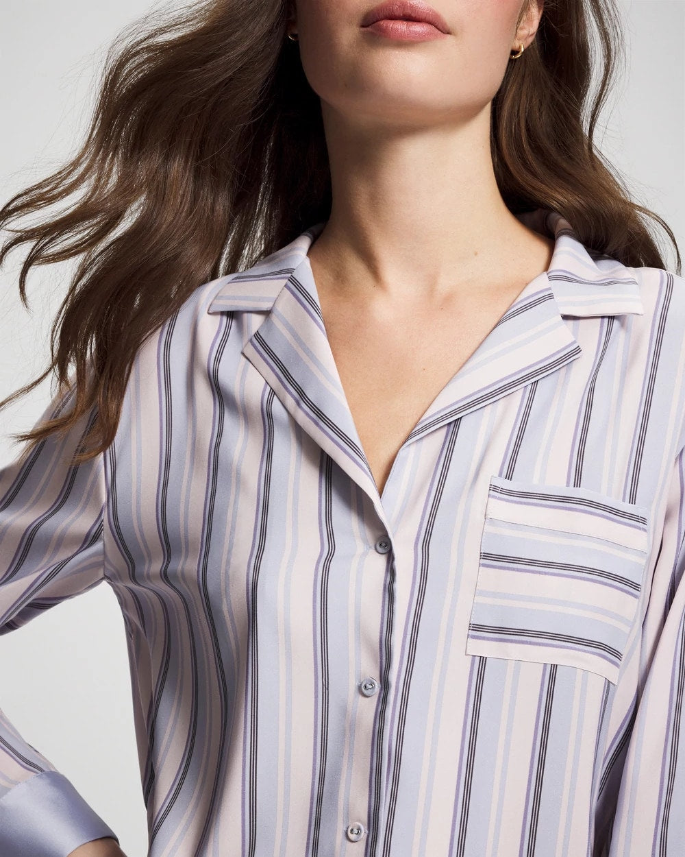 Long-Sleeve Notch Collar - RELAX STRIPE BLUE OPAL | Soma Women
