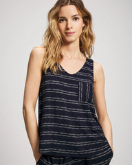 V-Neck Pajama Tank - BOHO STRIPE NAVY | Soma Women