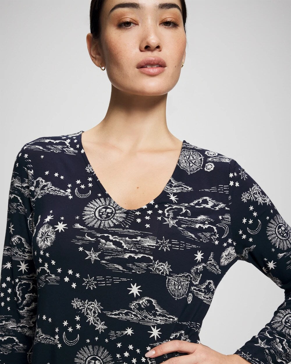 Long-Sleeve Sleepshirt - COSMIC BALLET NAVY | Soma Women