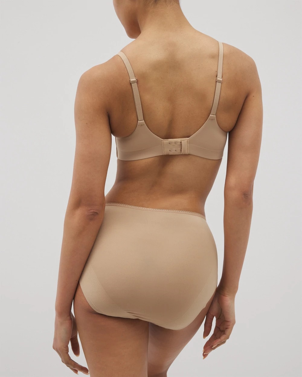 Vanishing Edge Microfiber Modern Brief Panty with Lace - WARM AMBER | Soma Women