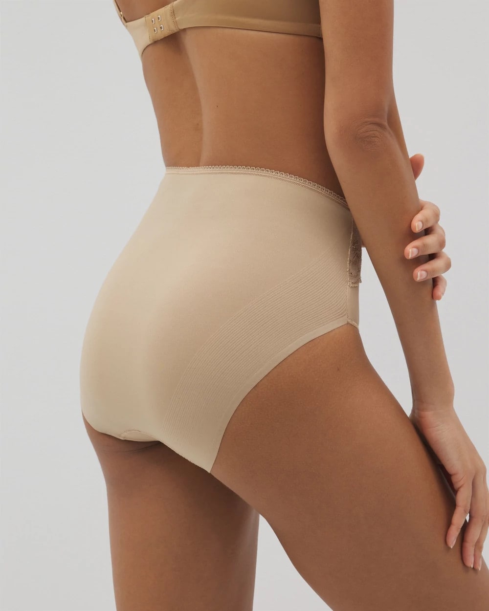 Vanishing Edge Microfiber Modern Brief Panty with Lace - WARM AMBER | Soma Women