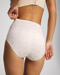 Tummy High-Waist Brief Panty with Lace - DRAMA DOTS CHAMPAGNE | Soma Women