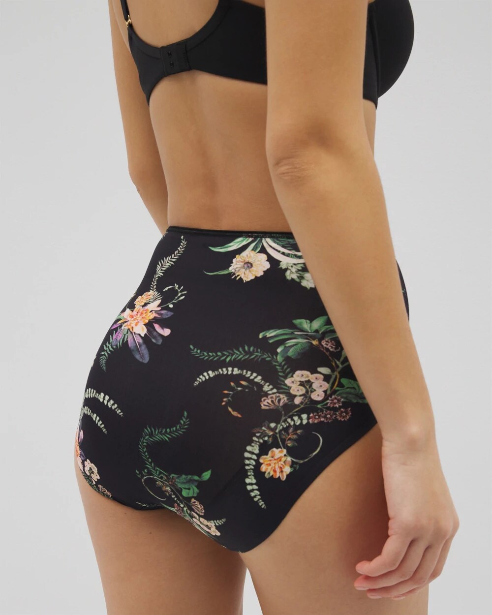 Tummy High-Waist Brief Panty with Lace - PARADISE PLUMES D M BLACK | Soma Women