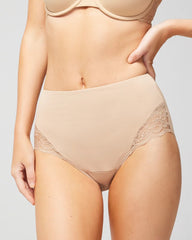 High-Waist Brief Panty with Lace - WARM AMBER | Soma Women