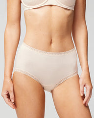 Cotton Brief Panty with Lace Trim - PALE SAND | Soma Women