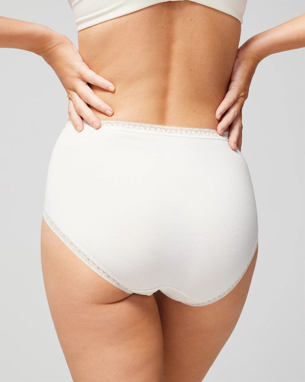 Cotton Brief Panty with Lace Trim - IVORY | Soma Women