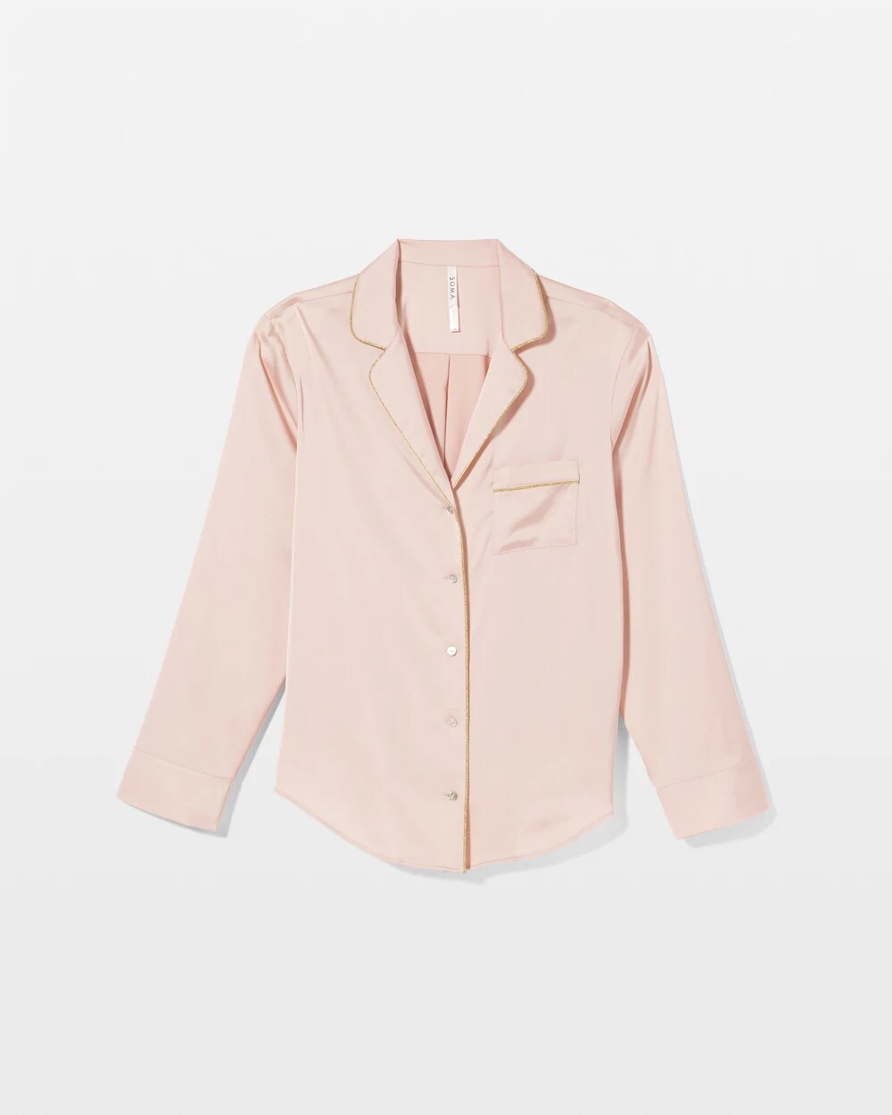 Long Sleeve Notch Collar Pajama Top - CAMEO ROSE | Soma Women