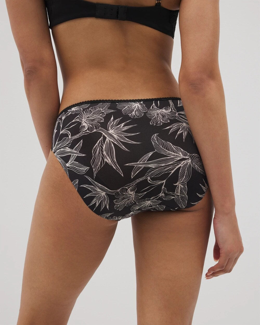 Edge Hipster Panty with Lace - PLUMERIA BLOOMS BLK CH | Soma Women