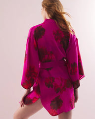 Silk Chiffon Short Robe - VA VA BLOOMS PINK | Soma Women