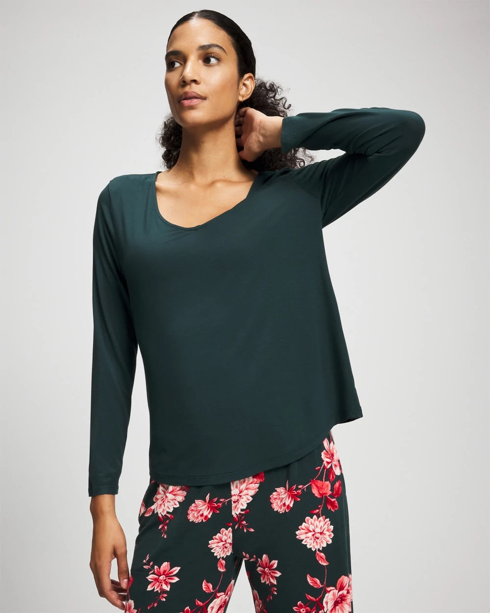 Classic Long Sleeve Pajama Top - GREEN JOLIE | Soma Women