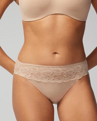 Cotton Blend Hipster Panty with Lace - WARM AMBER | Soma Women