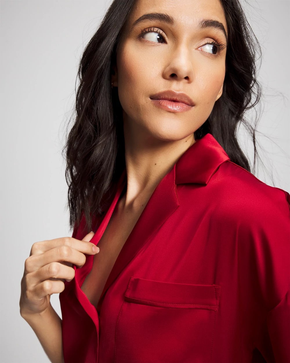 Short Sleeve Notch Collar Pajama Top - PAINT THE TOWN RED | Soma Women
