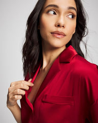 Short Sleeve Notch Collar Pajama Top - PAINT THE TOWN RED | Soma Women