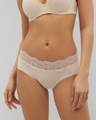 Embraceable Hipster Panty with Crochet Lace Waist - PALE SAND | Soma Women